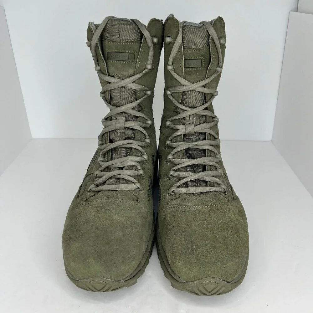 Reebok Mens RB8990 Sage Green Rapid Response With Zipper Size 14M Tactical Boots